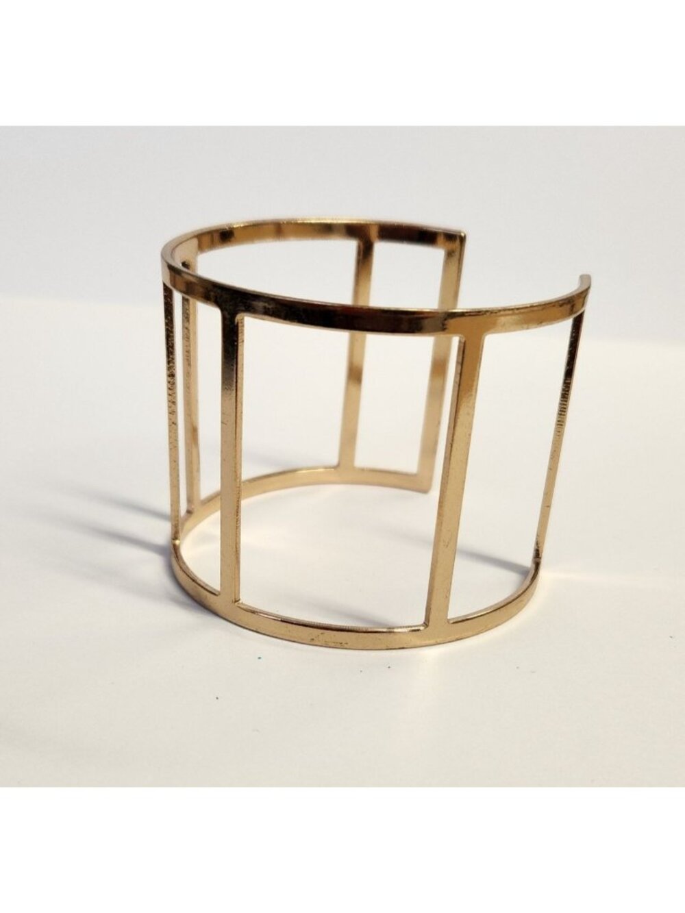 Gold-Tone Open Cuff Bracelet With Modern Geometric Design